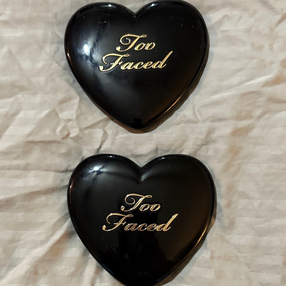 Too Faced Heart-Shaped Black Compacts with Gold Script